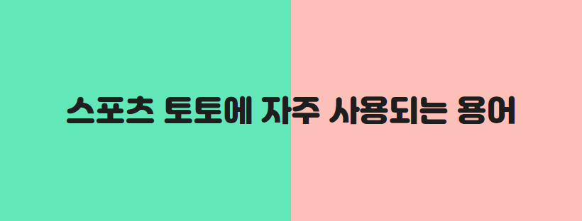스포츠 토토에 자주 사용되는 용어